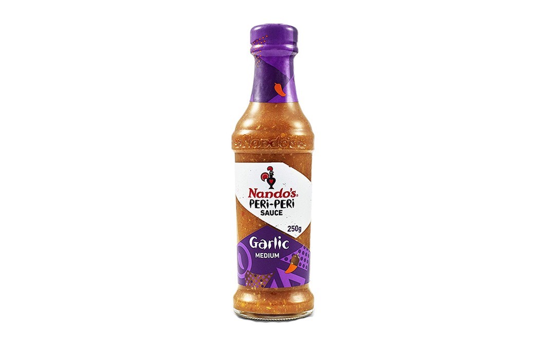 Nando's Peri-Peri Sauce Garlic Medium   Glass Bottle  250 grams